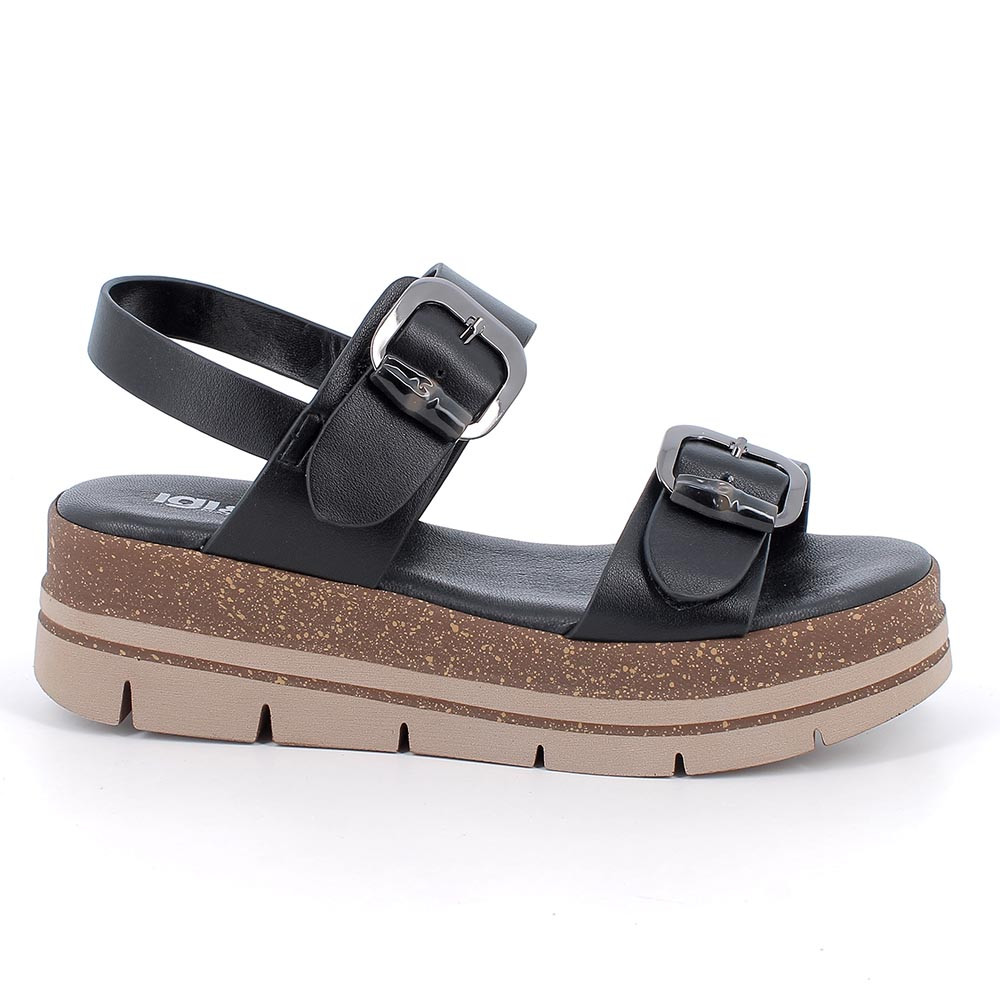 SANDALS WITH WEDGE FOR WOMAN  BLACK WITH VELCRO