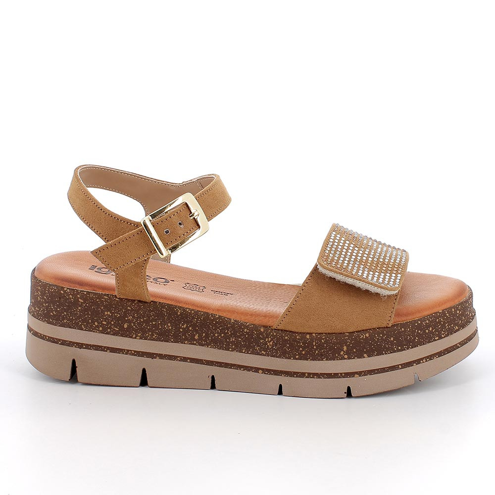 SANDALS WITH WEDGE FOR WOMAN   BROWN WITH BUCKLE