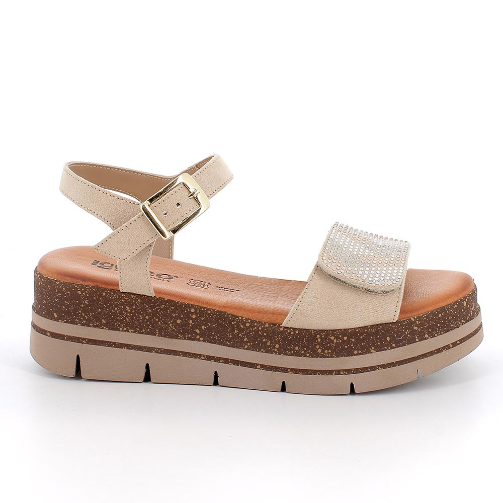 SANDALS WITH WEDGE FOR WOMAN   BEIGE WITH BUCKLE
