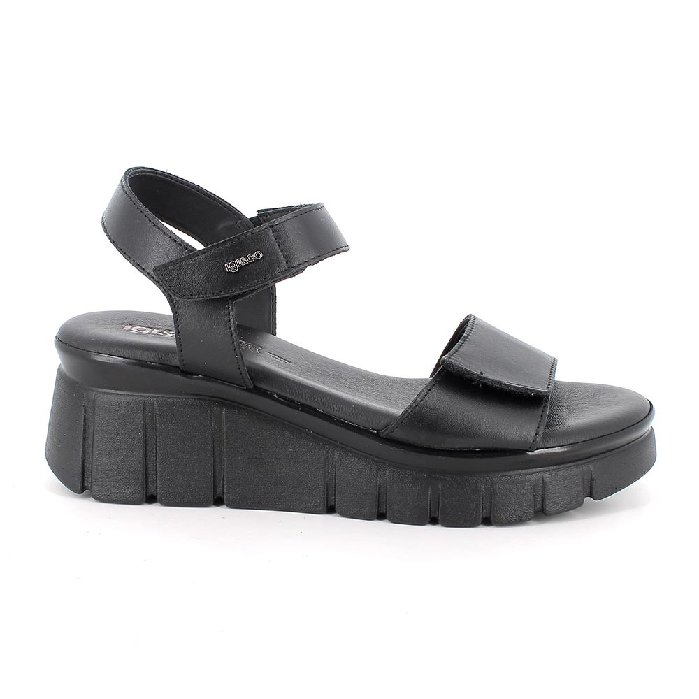 SANDALS WITH WEDGE FOR WOMAN  BLACK WITH VELCRO