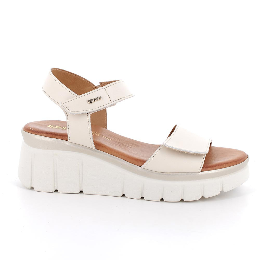 SANDALS WITH WEDGE FOR WOMAN  WHITE WHITH VELCRO