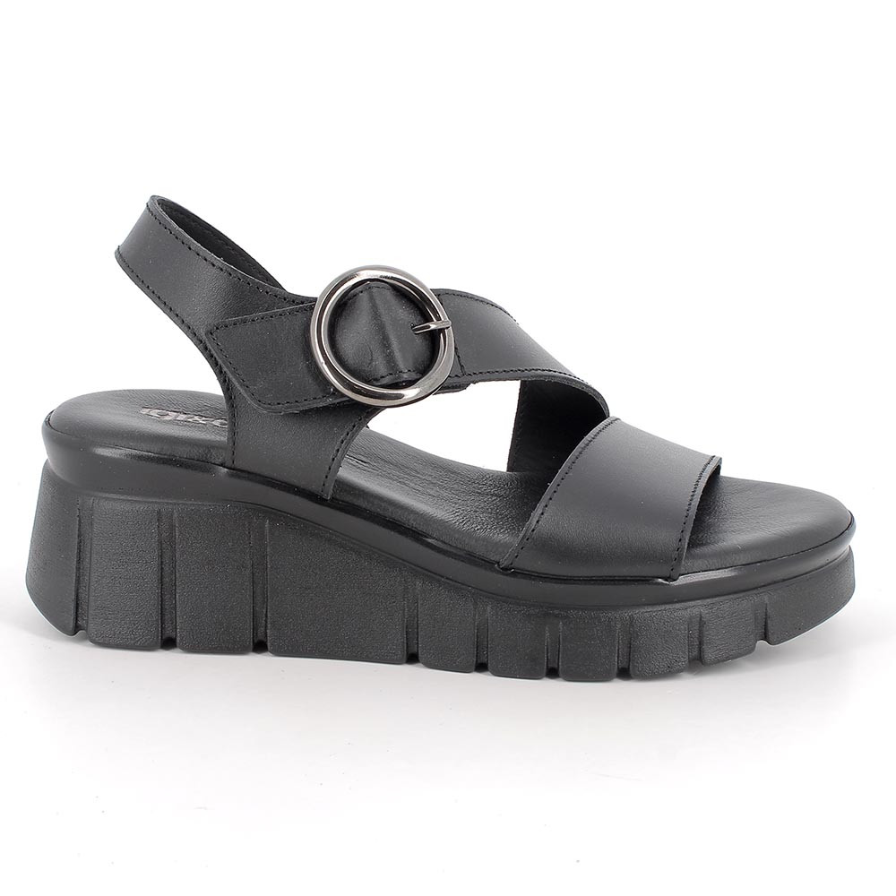 SANDALS WITH WEDGE FOR WOMAN  BLACK WITH VELCRO