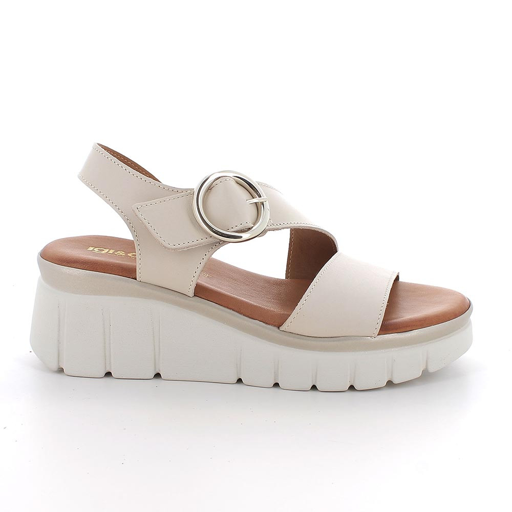 SANDALS WITH WEDGE FOR WOMAN  WHITE WHITH VELCRO