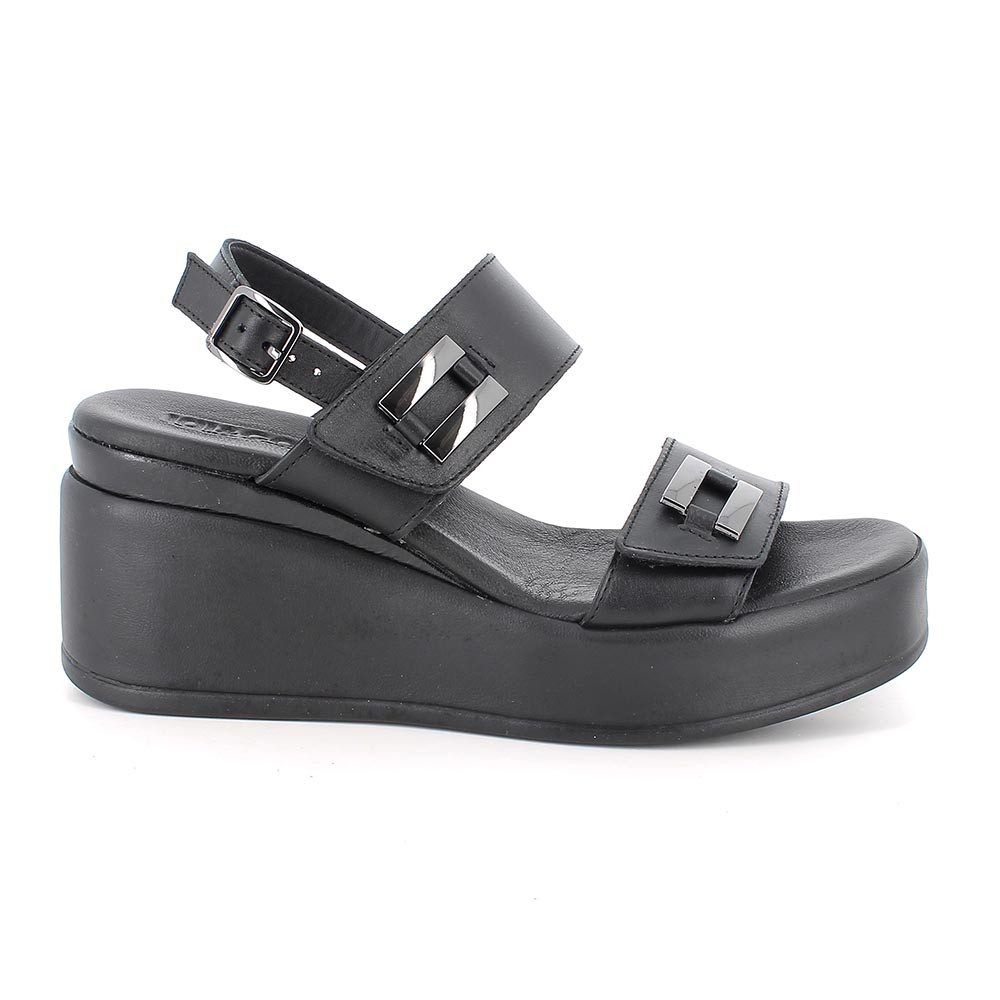 SANDALS WITH WEDGE FOR WOMAN  BLACK WITH VELCRO