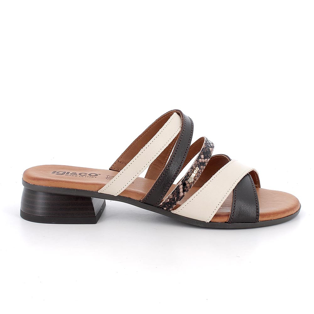SANDALS WITH HEEL FOR WOMAN  BROWN AND WHITE