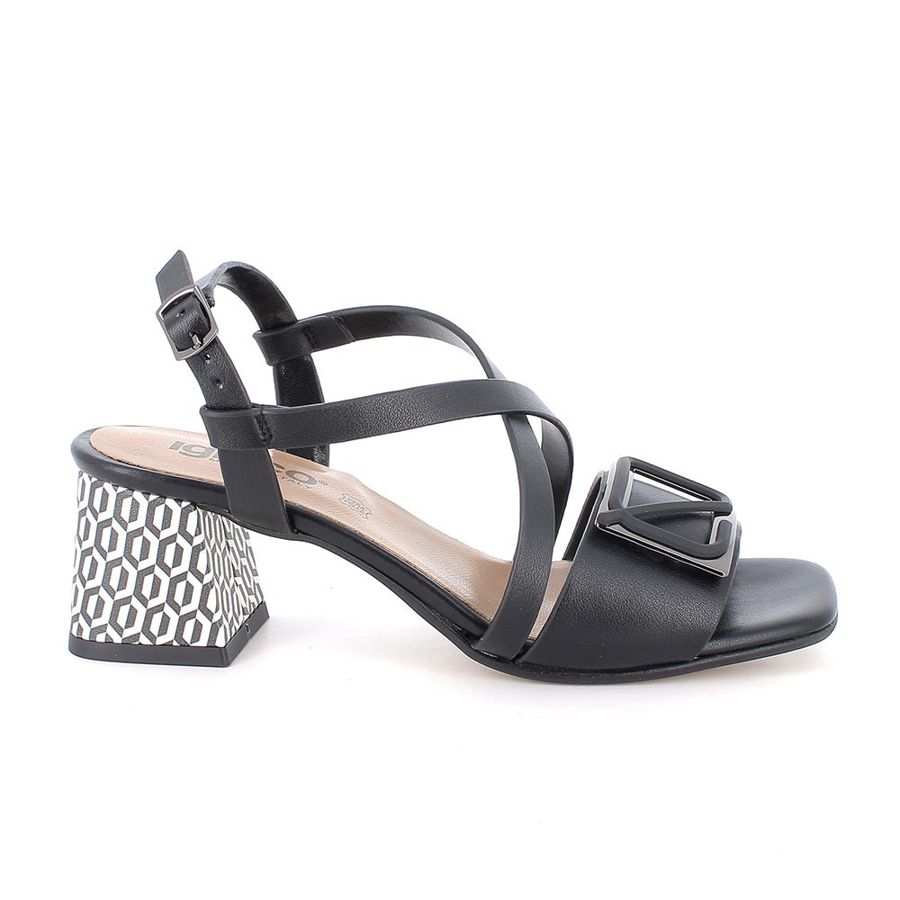 SANDALS WITH HEEL FOR WOMAN   BLACK WITH BUCKLE