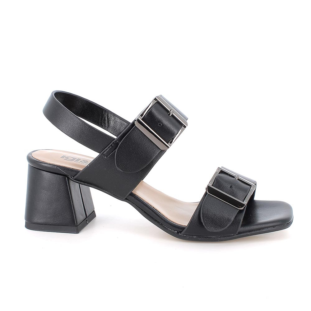 SANDALS WITH HEEL FOR WOMAN   BLACK WITH VELCRO