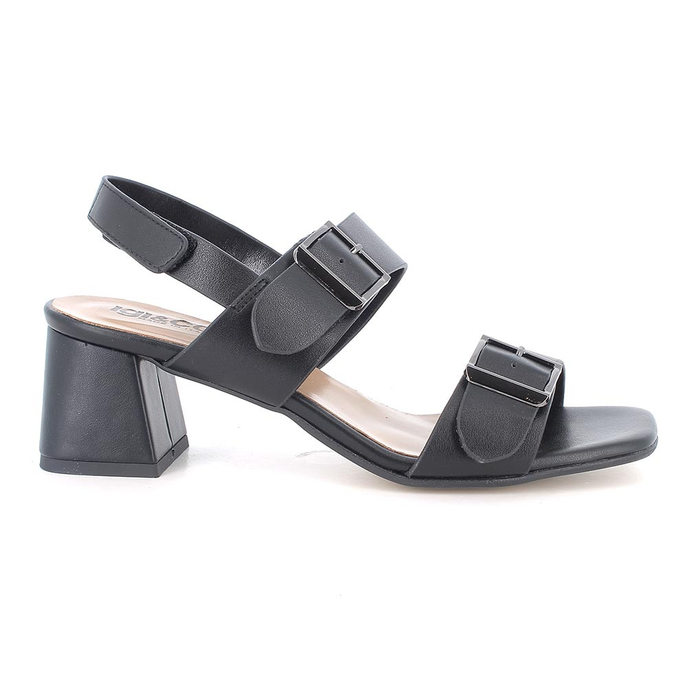 Sandali con tacco da donna nero con strap