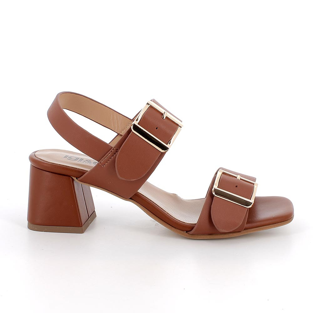 SANDALS WITH HEEL FOR WOMAN   BROWN WITH VELCRO