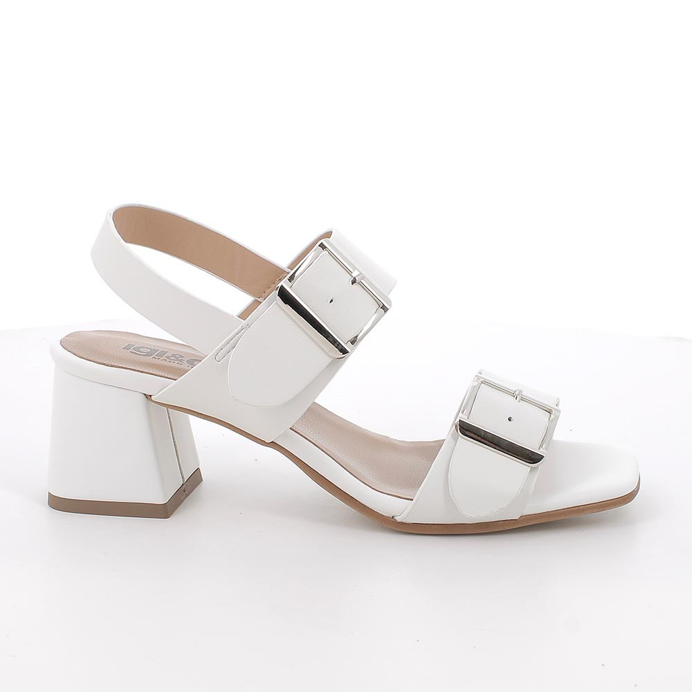 SANDALS WITH HEEL FOR WOMAN   WHITE WITH VELCRO