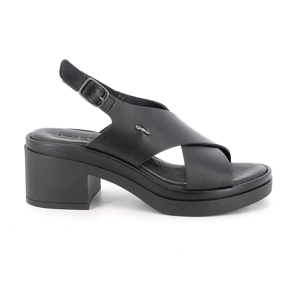 SANDALS WITH HEEL FOR WOMAN   BLACK WITH BUCKLE