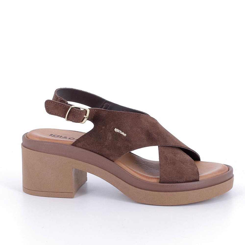 SANDALS WITH HEEL FOR WOMAN  BROWN WITH BUCKLE