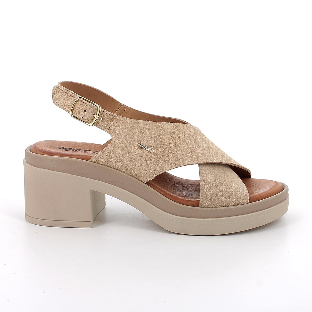 SANDALS WITH HEEL FOR WOMAN   BEIGE WITH BUCKLE