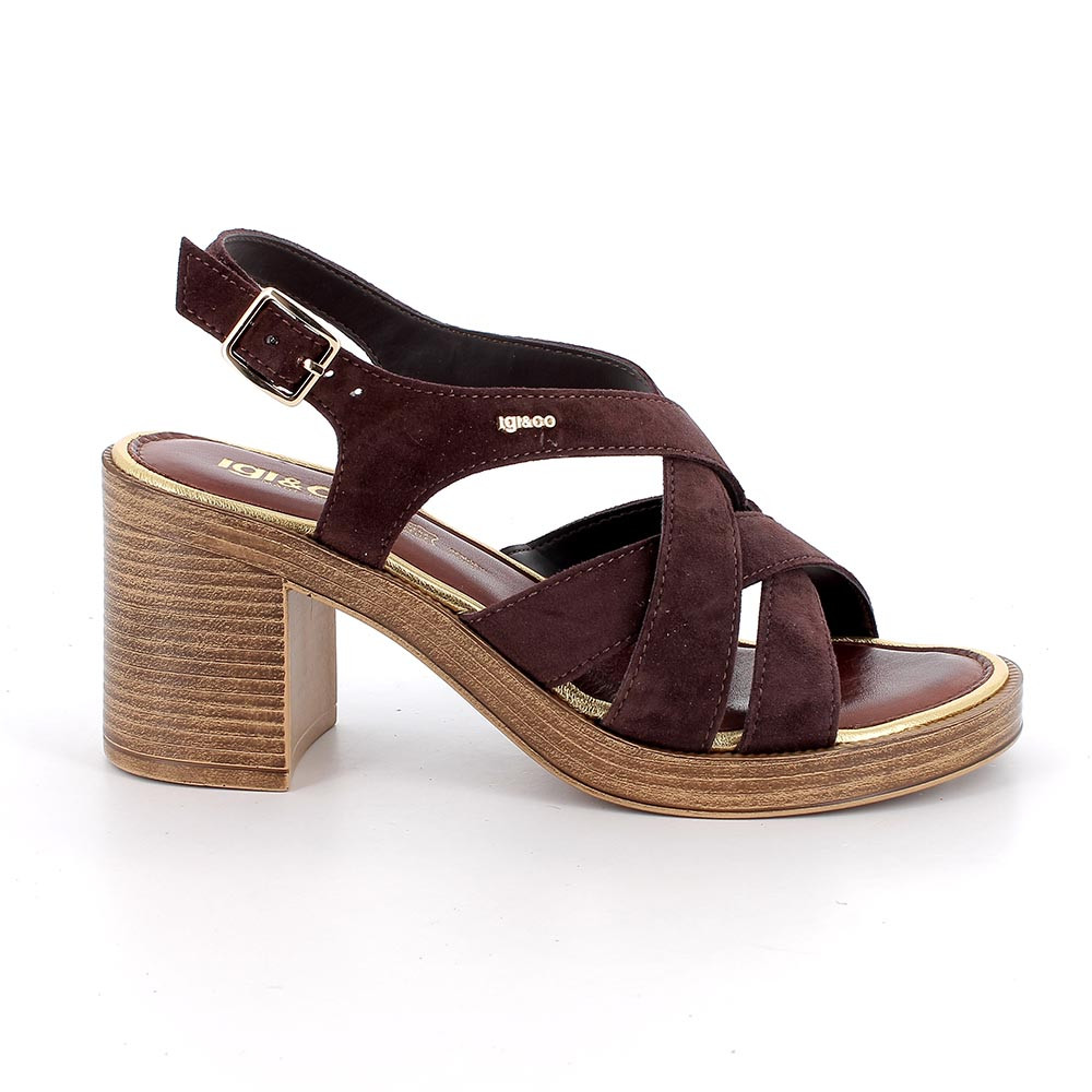 SANDALS WITH HEEL FOR WOMAN  BROWN WITH BUCKLE
