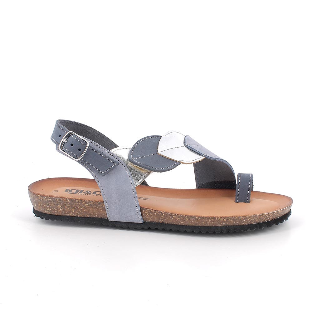 FLIP-FLOP SANDALS FOR WOMAN  LIGHT BLUE AND SILVER WITH BUCKLE