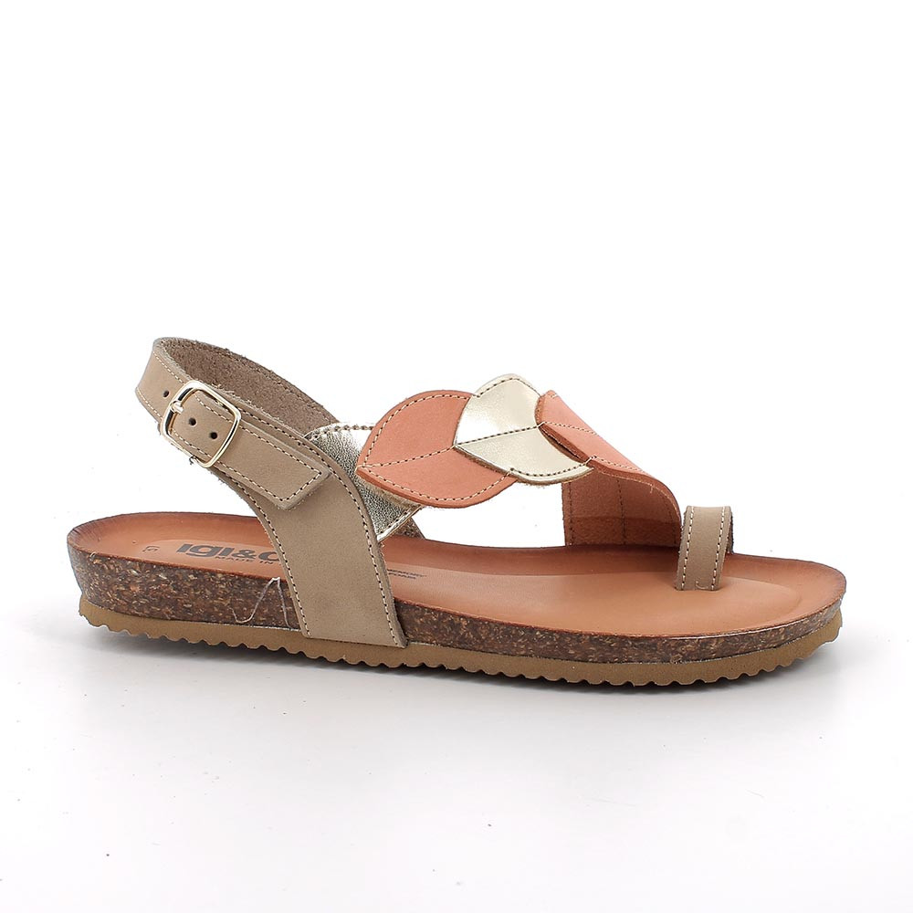 FLIP-FLOP SANDALS FOR WOMAN  BEIGE AND ORANGE WITH BUCKLE