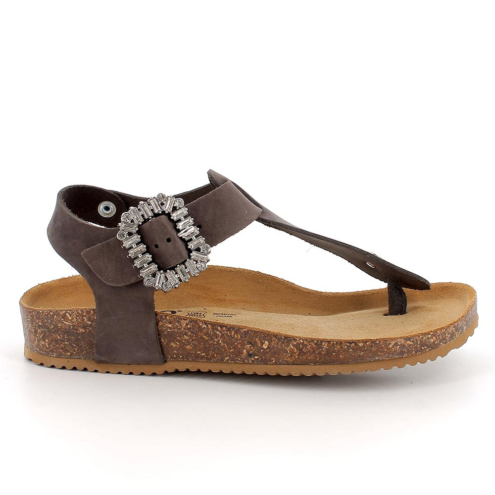 FLIP-FLOP SANDALS FOR WOMAN   BROWN WITH BUCKLE
