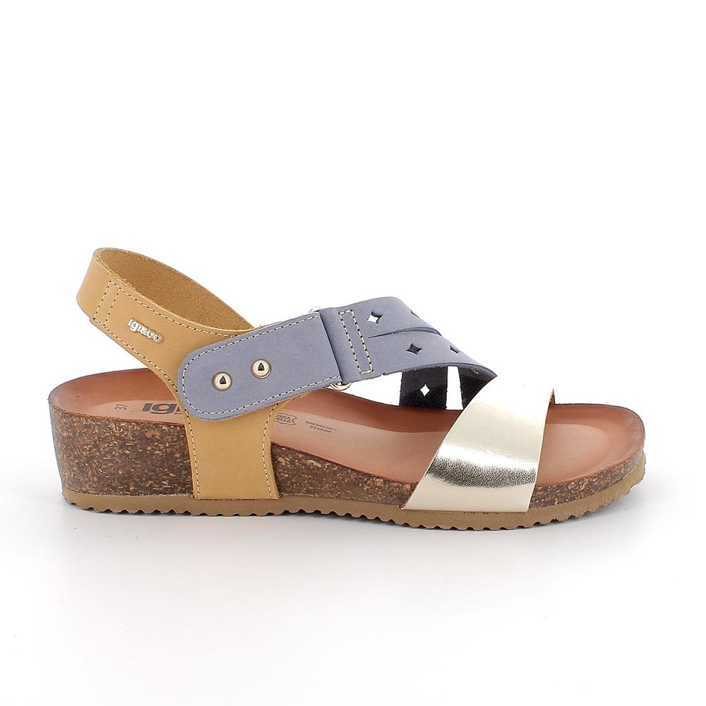 SANDALS FOR WOMAN  YELLOW AND LIGHT BLUE WITH VELCRO