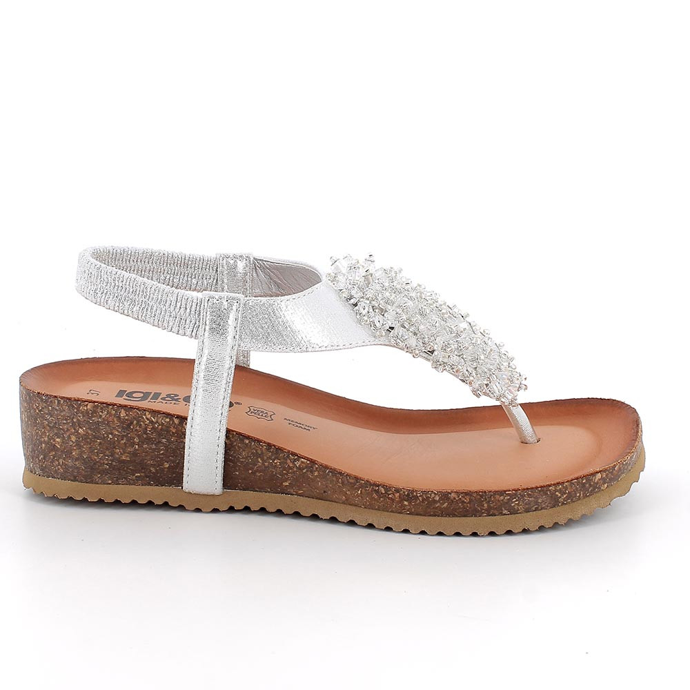FLIP FLOP SANDALS FOR WOMAN  SILVER WITH ELASTIC