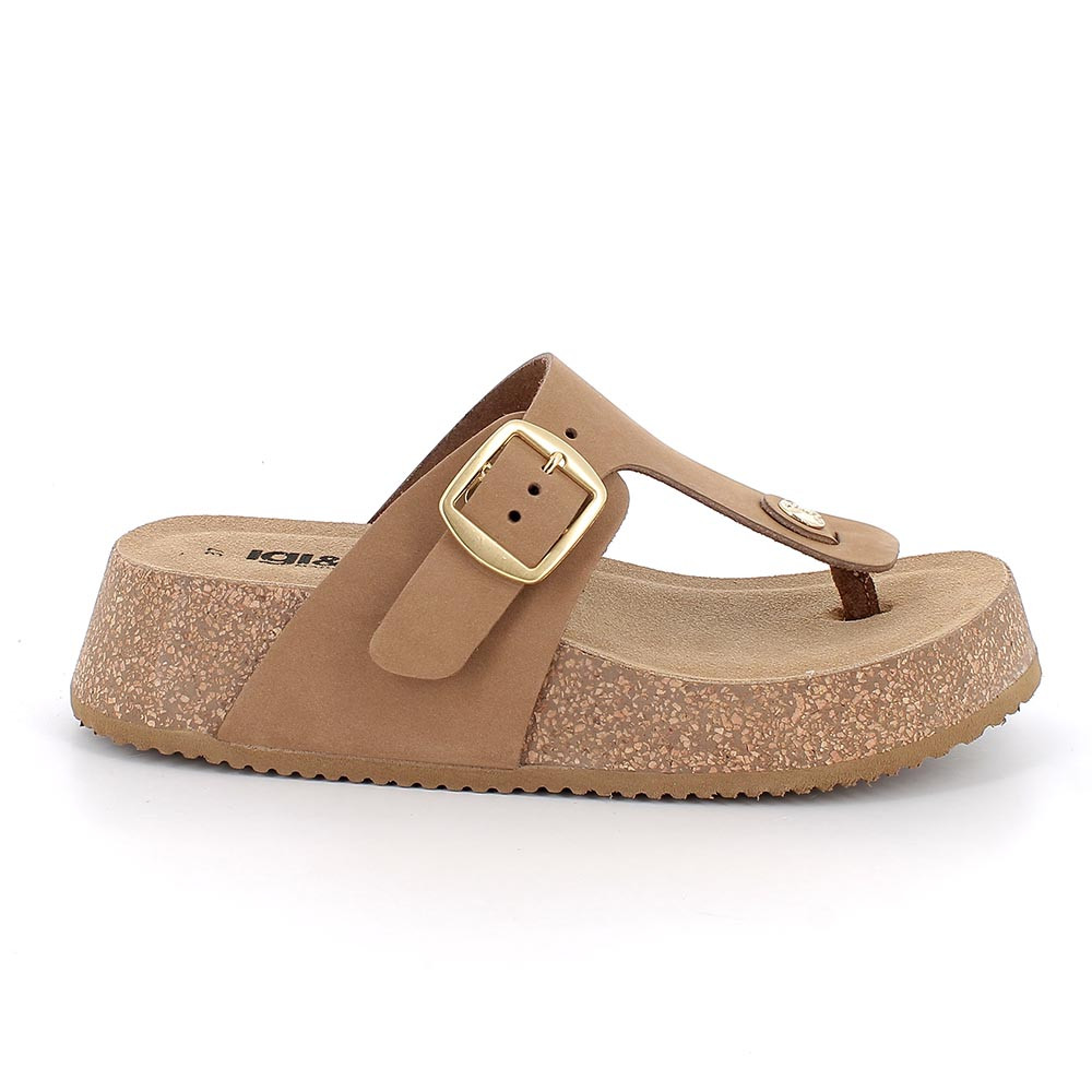SANDALS FLIP FLOP WITH WEDGE FOR WOMAN  BROWN WITH BUCKLE