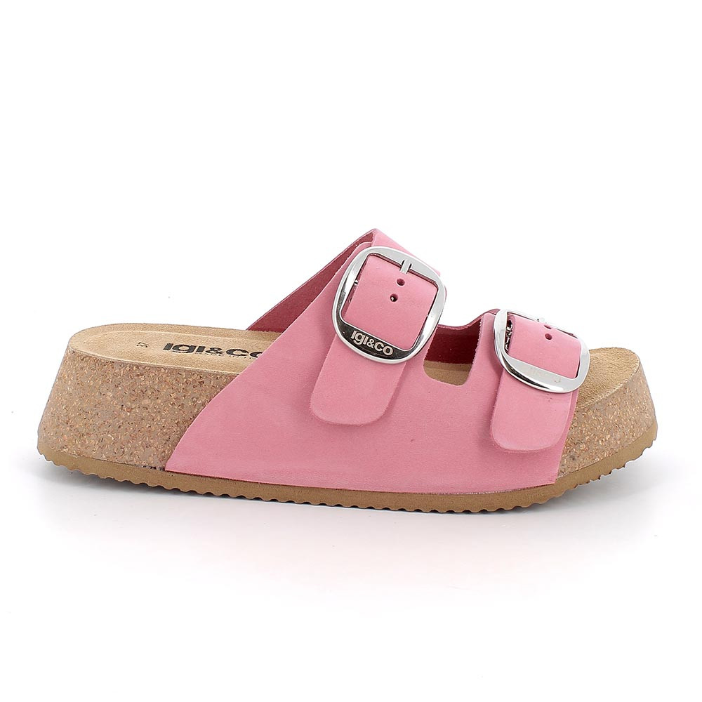 SANDALS WITH WEDGE FOR WOMAN   PINK WITH BUCKLE